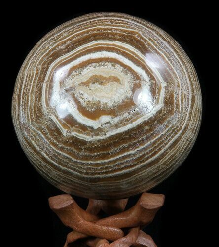 Polished, Banded Aragonite Sphere - Morocco #56987